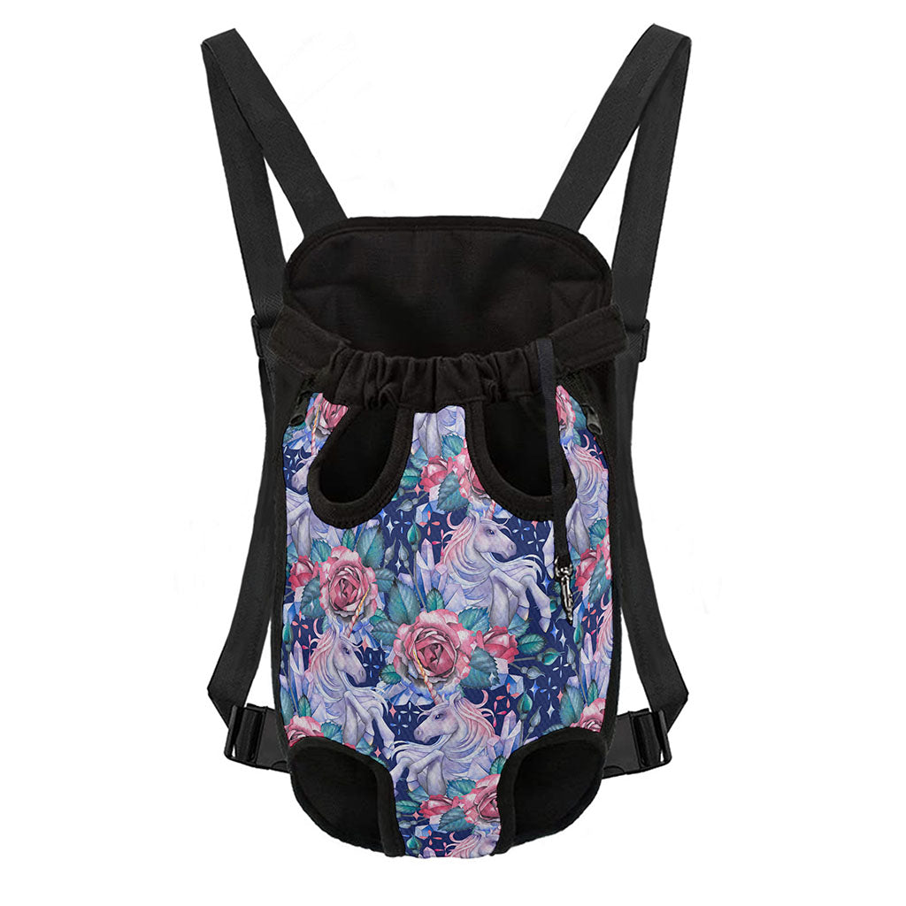 Blue Fairy Rose Unicorn Pattern Print Pet Carrier Backpack