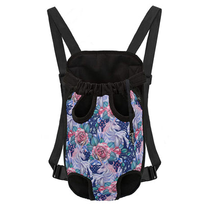 Blue Fairy Rose Unicorn Pattern Print Pet Carrier Backpack