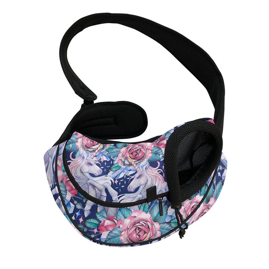 Blue Fairy Rose Unicorn Pattern Print Pet Sling Carrier