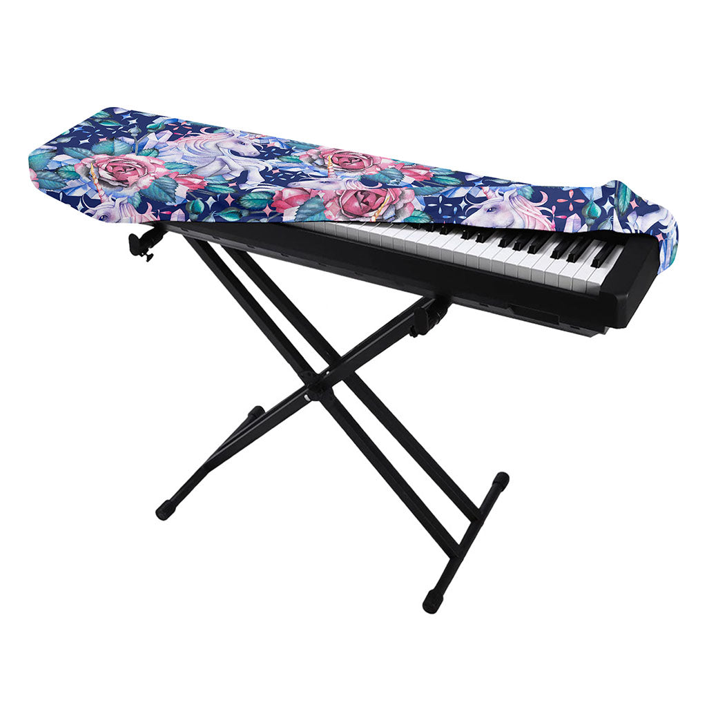 Blue Fairy Rose Unicorn Pattern Print Piano Keyboard Cover