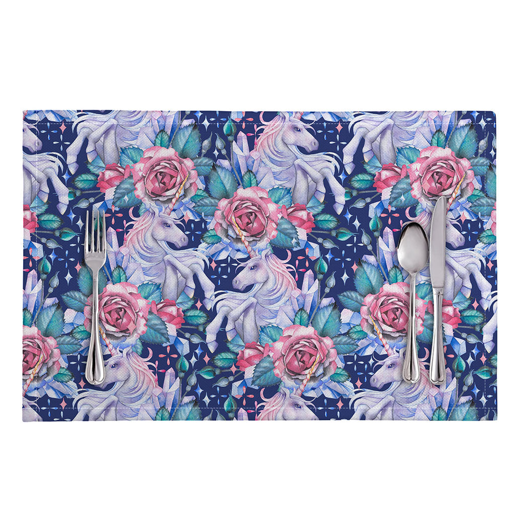 Blue Fairy Rose Unicorn Pattern Print Placemat