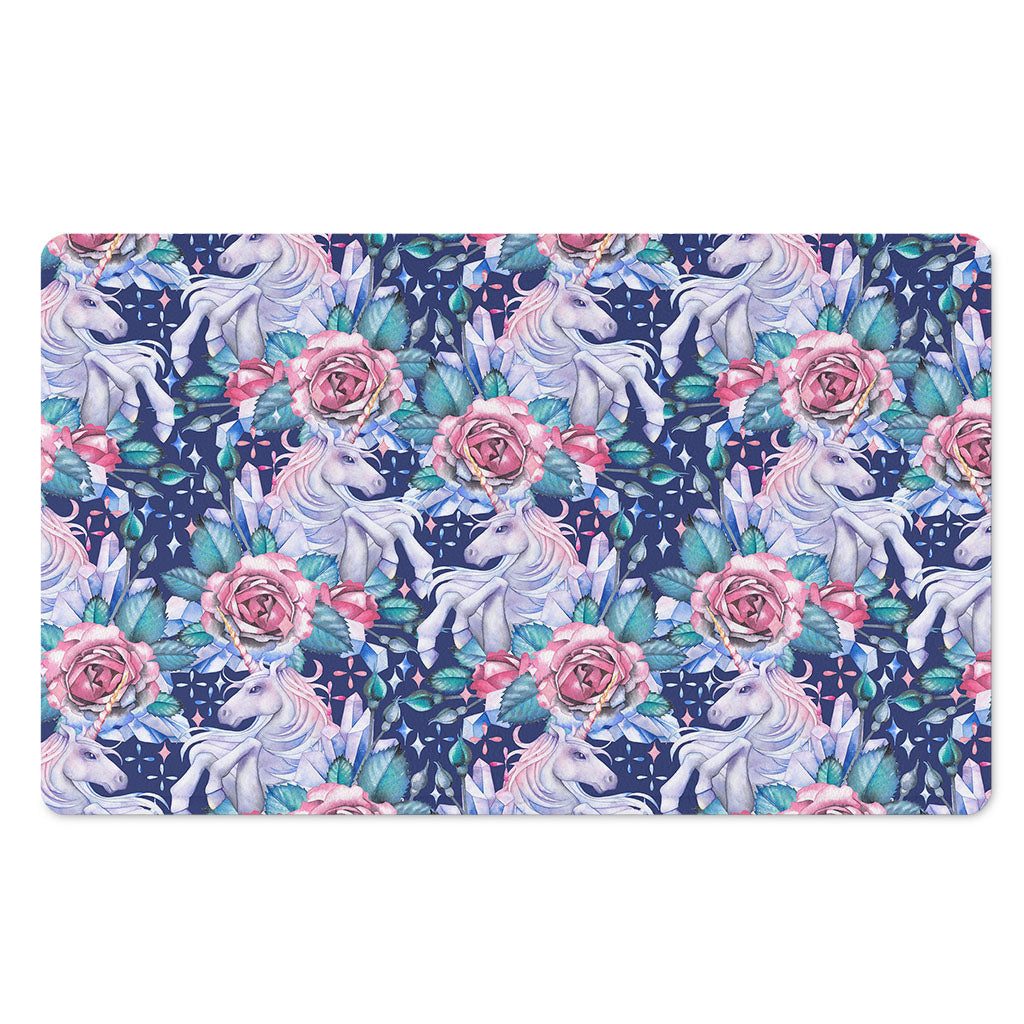 Blue Fairy Rose Unicorn Pattern Print Polyester Doormat