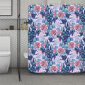 Blue Fairy Rose Unicorn Pattern Print Polyester Shower Curtain