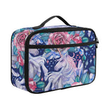 Blue Fairy Rose Unicorn Pattern Print Portable Lunch Bag