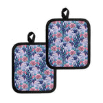 Blue Fairy Rose Unicorn Pattern Print Pot Holders
