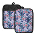 Blue Fairy Rose Unicorn Pattern Print Pot Holders With Pocket