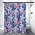 Blue Fairy Rose Unicorn Pattern Print Premium Shower Curtain
