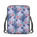 Blue Fairy Rose Unicorn Pattern Print Rectangular Crossbody Bag
