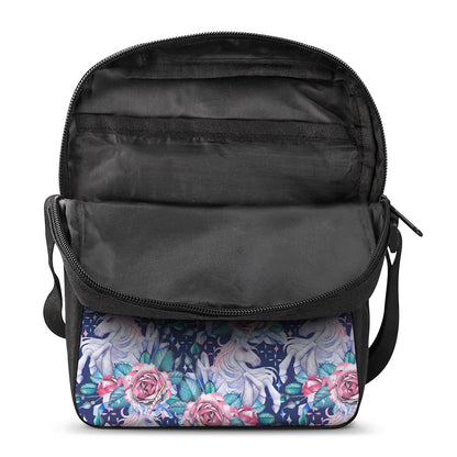 Blue Fairy Rose Unicorn Pattern Print Rectangular Crossbody Bag