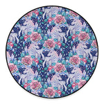 Blue Fairy Rose Unicorn Pattern Print Round Floor Mat