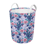 Blue Fairy Rose Unicorn Pattern Print Round Laundry Basket