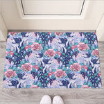 Blue Fairy Rose Unicorn Pattern Print Rubber Doormat
