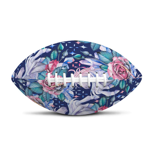 Blue Fairy Rose Unicorn Pattern Print Rugby Ball