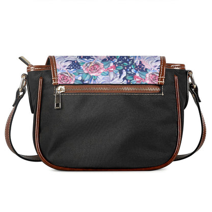 Blue Fairy Rose Unicorn Pattern Print Saddle Bag