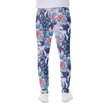 Blue Fairy Rose Unicorn Pattern Print Scuba Joggers