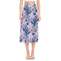 Blue Fairy Rose Unicorn Pattern Print Side Slit Midi Skirt