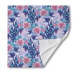Blue Fairy Rose Unicorn Pattern Print Silk Bandana
