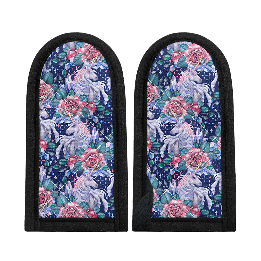 Blue Fairy Rose Unicorn Pattern Print Skillet Handle Cover