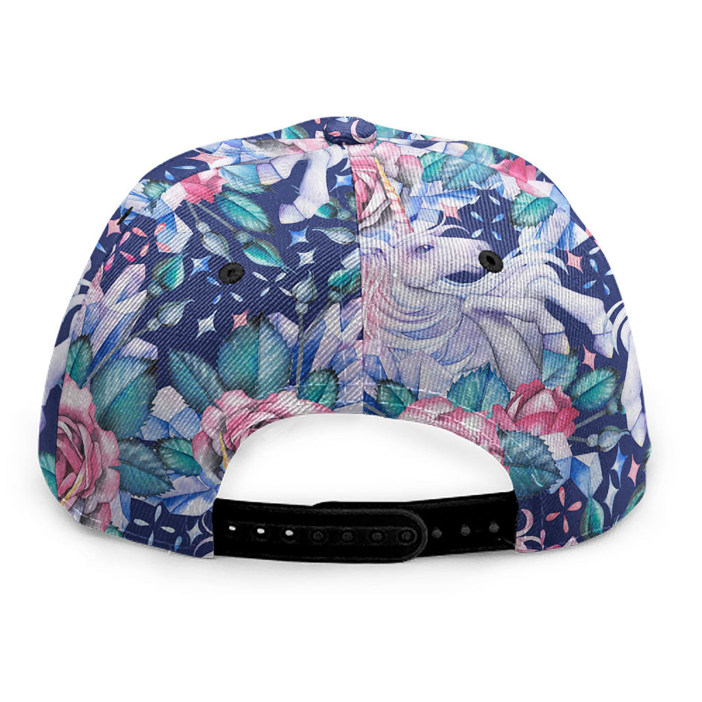 Blue Fairy Rose Unicorn Pattern Print Snapback Cap