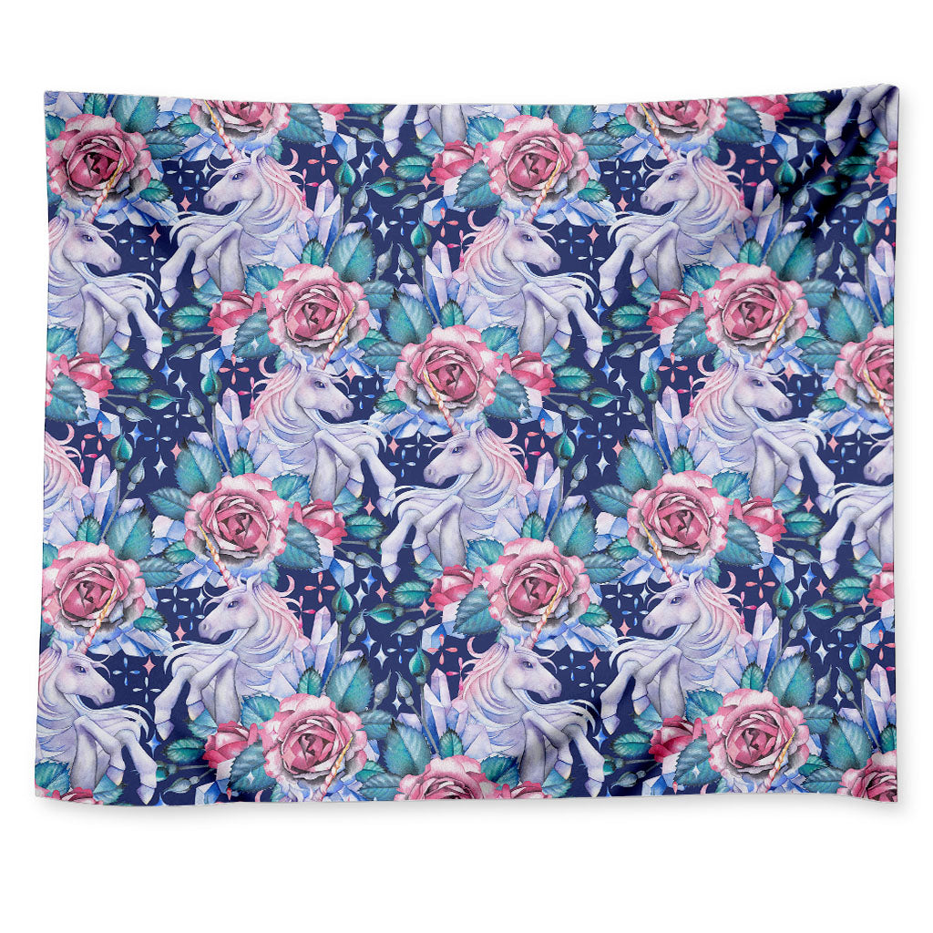 Blue Fairy Rose Unicorn Pattern Print Tapestry