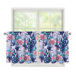 Blue Fairy Rose Unicorn Pattern Print Tier Curtains