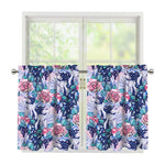Blue Fairy Rose Unicorn Pattern Print Tier Curtains