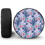 Blue Fairy Rose Unicorn Pattern Print Tire Cover