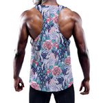 Blue Fairy Rose Unicorn Pattern Print Training Tank Top