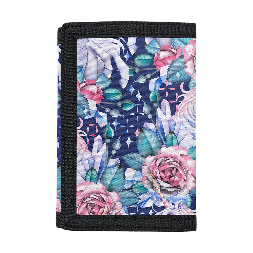 Blue Fairy Rose Unicorn Pattern Print Trifold Wallet