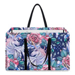 Blue Fairy Rose Unicorn Pattern Print Utility Tote Bag