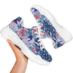Blue Fairy Rose Unicorn Pattern Print White Chunky Shoes