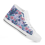 Blue Fairy Rose Unicorn Pattern Print White High Top Sneakers