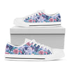 Blue Fairy Rose Unicorn Pattern Print White Low Top Sneakers