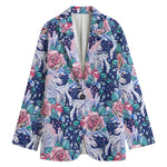 Blue Fairy Rose Unicorn Pattern Print Women's Blazer