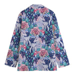 Blue Fairy Rose Unicorn Pattern Print Women's Blazer