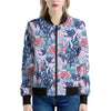 Blue Fairy Rose Unicorn Pattern Print Women's Bomber Jacket