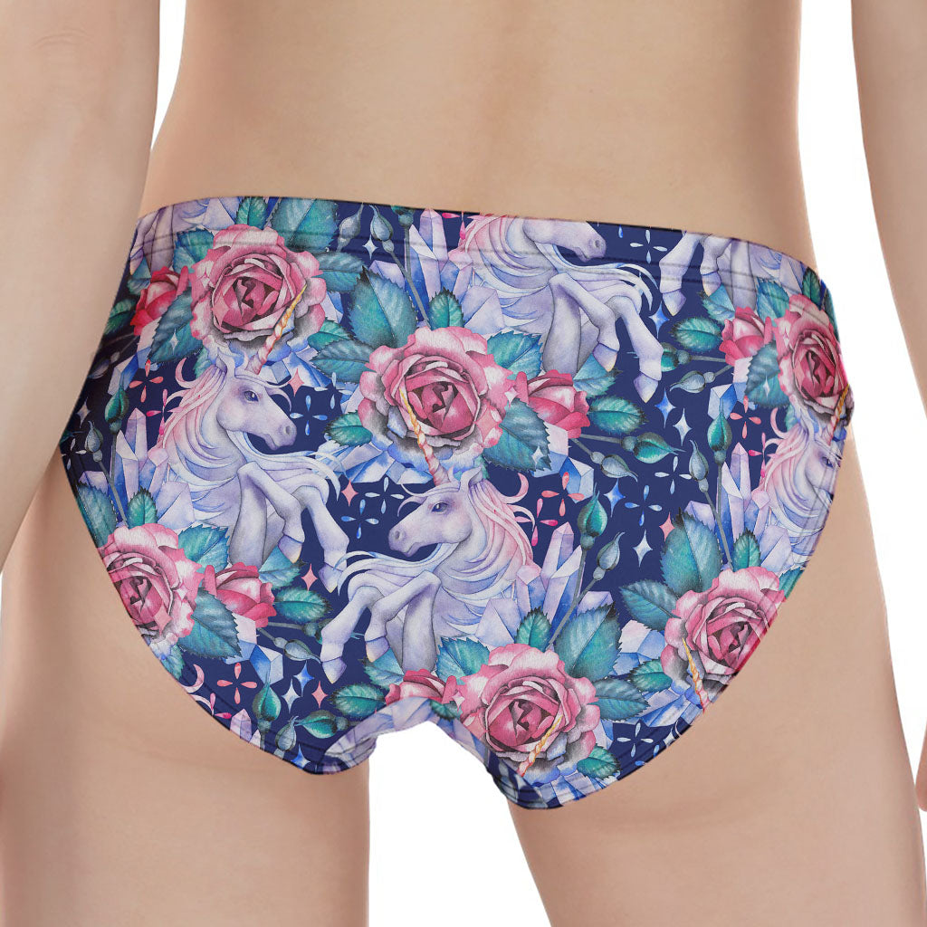 Blue Fairy Rose Unicorn Pattern Print Women's Panties