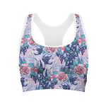 Blue Fairy Rose Unicorn Pattern Print Women's Sports Bra