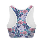 Blue Fairy Rose Unicorn Pattern Print Women's Sports Bra