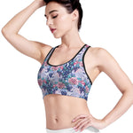 Blue Fairy Rose Unicorn Pattern Print Women's Sports Bra