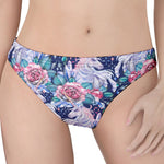 Blue Fairy Rose Unicorn Pattern Print Women's Thong
