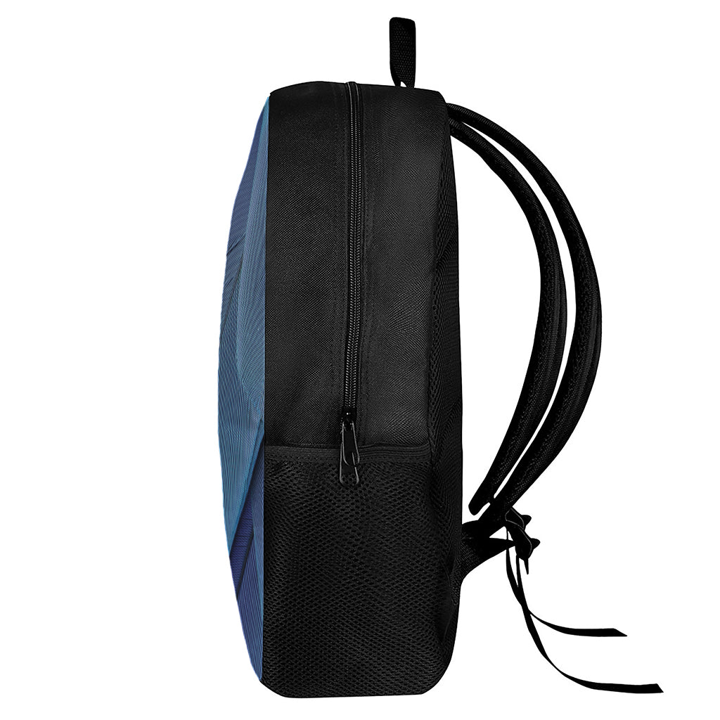 Blue Feather Print 17 Inch Backpack