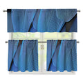 Blue Feather Print 3 Piece Kitchen Curtains