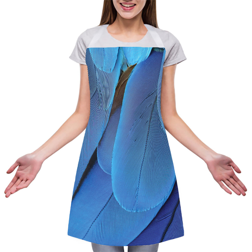 Blue Feather Print Adjustable Apron