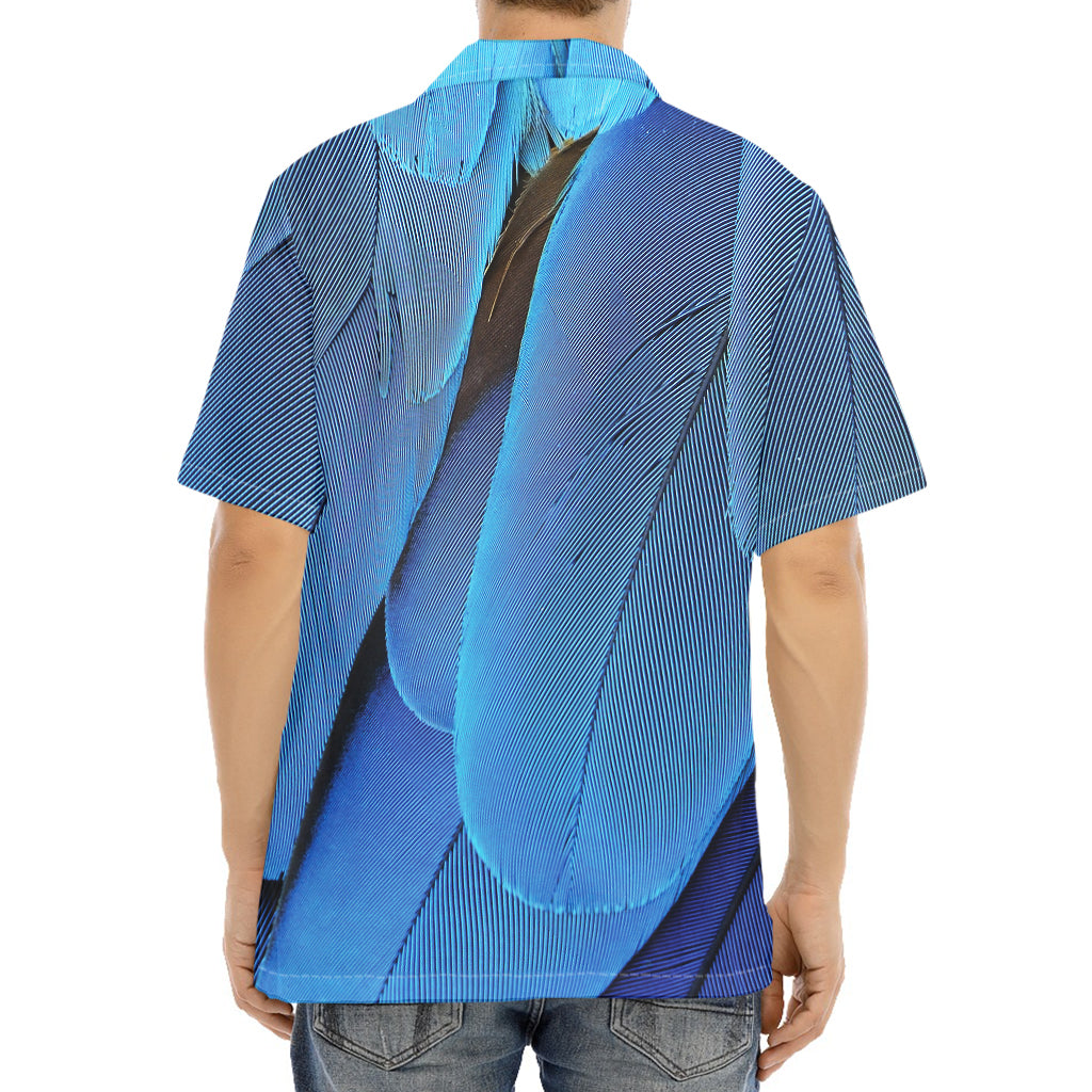 Blue Feather Print Aloha Shirt