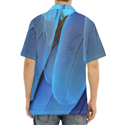 Blue Feather Print Aloha Shirt