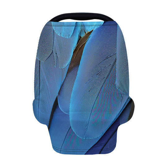 Blue Feather Print Baby Seat Cover