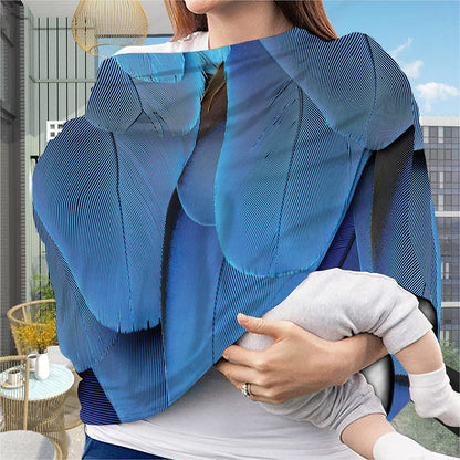 Blue Feather Print Baby Seat Cover