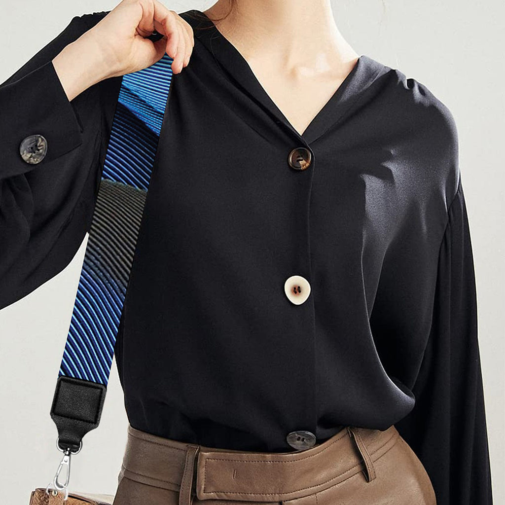 Blue Feather Print Bag Strap