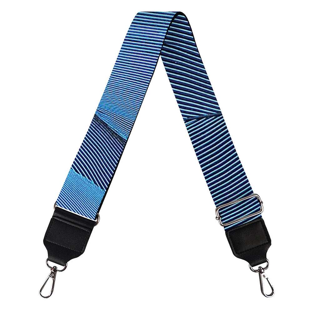Blue Feather Print Bag Strap